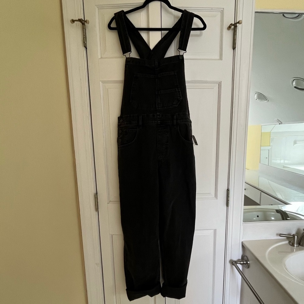 WE THE FREE black denim overalls